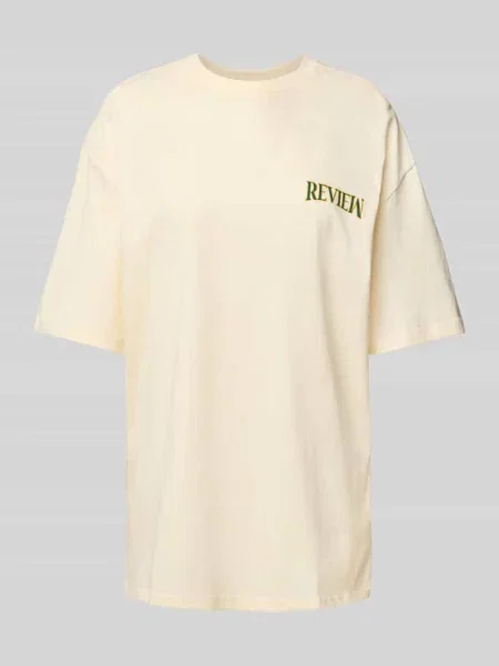 T-shirt o kroju oversized z nadrukiem z logo Review biała