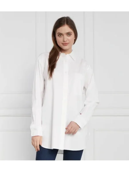 Tommy Hilfiger Cămașă OXFORD LS | Oversize fit alb