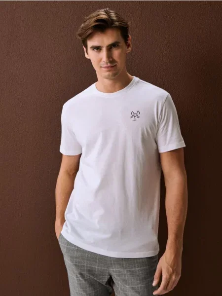 Sinsay koszulka z nadrukiem biały