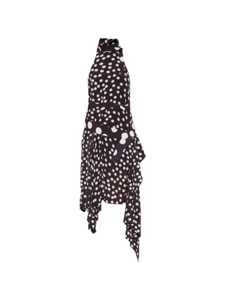 Rochie midi Iro cu buline asimetrică maro