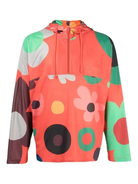 Květinová bunda Erl s potiskem s polovičními zipem oranžová