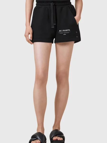 Шорти AllSaints SORRI з принтом висока посадка чорний
