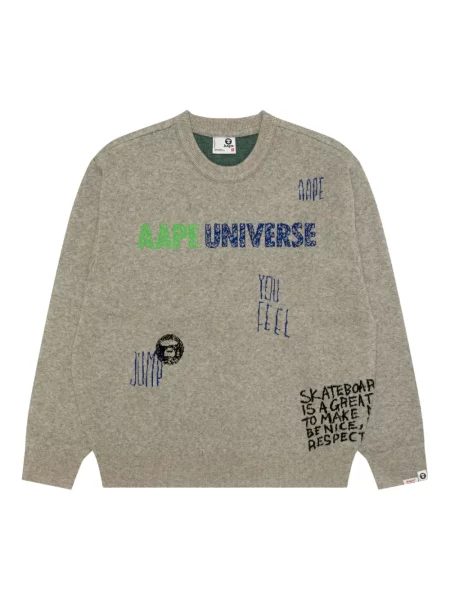 Pulover Aape By A Bathing Ape cu decolteu rotund gri