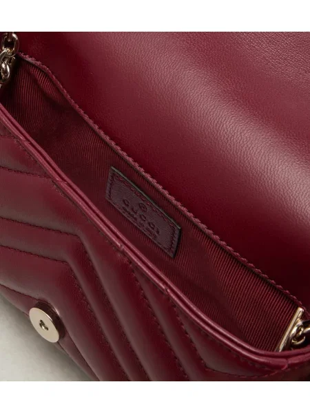 Geanta de piele Gucci GG Marmont din piele bordo