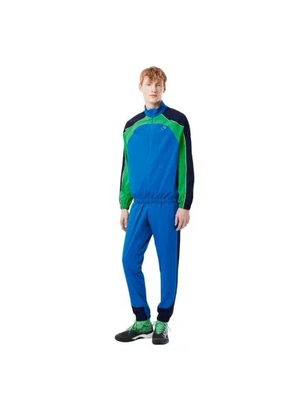 Lniany komplet dresowy Lacoste do tenisa niebieski