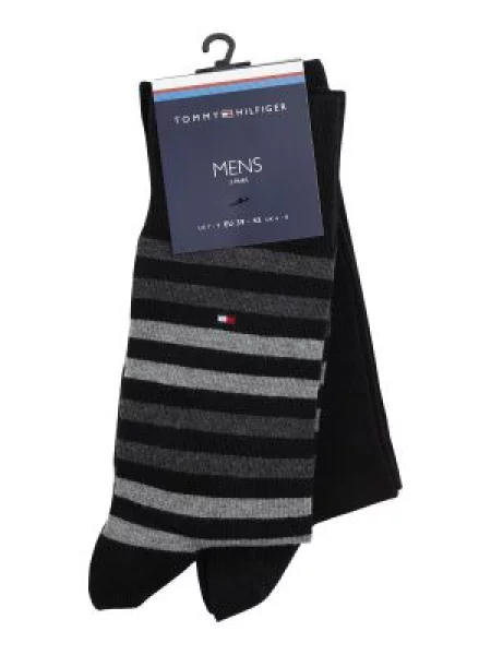 Skarpety z detalem z logo w zestawie 2 szt. model ‘DUO STRIPE SOCK’ Tommy Hilfiger czarne