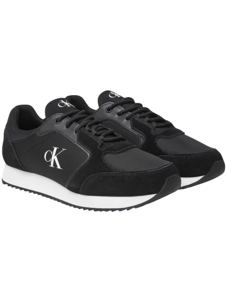Calvin Klein Jeans Sneakersy Retro Runner Sock Lace Up Ny-Su Čierna biela