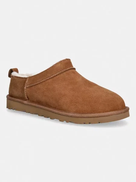 UGG papuci din piele întoarsă M Classic Micro maro