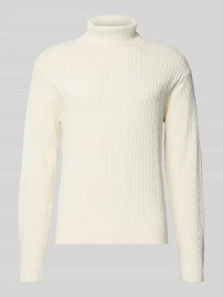 Golf ze ściegiem warkoczowym model ‘JORDEN’ Redefined Rebel biały