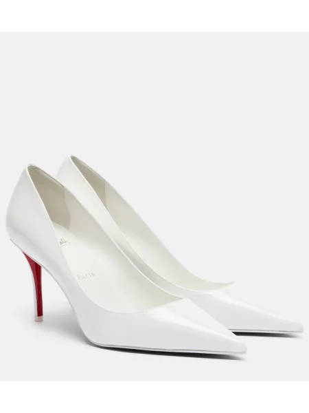 Pantofi cu toc Christian Louboutin din piele de lac alb