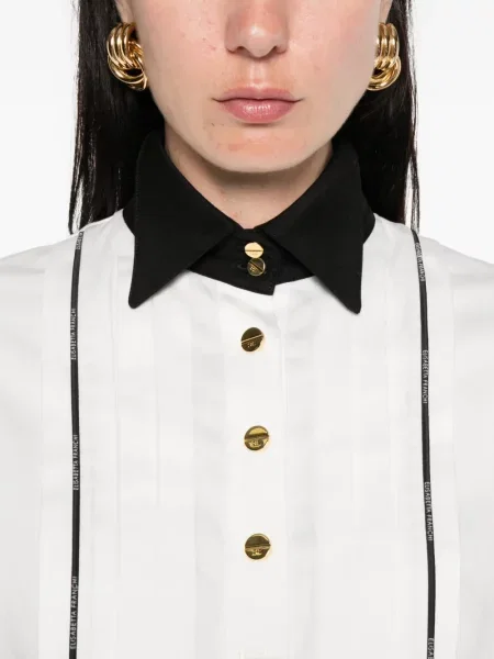 Плисирана риза Elisabetta Franchi бяло