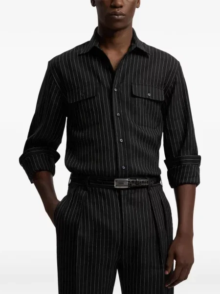 Prugasta košulja Ralph Lauren Purple Label crna