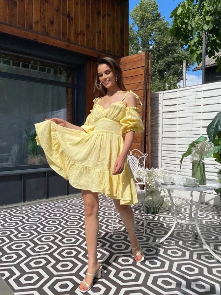 Сукня міні Milirud софтшел жовтий