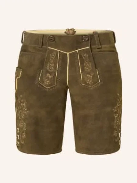 Meindl Lázeňské Kožené Kalhoty hnědá / tmavě žlutá