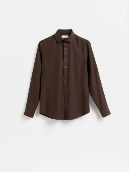 Reserved Cămașă slim fit din egiptean maro-închis maro