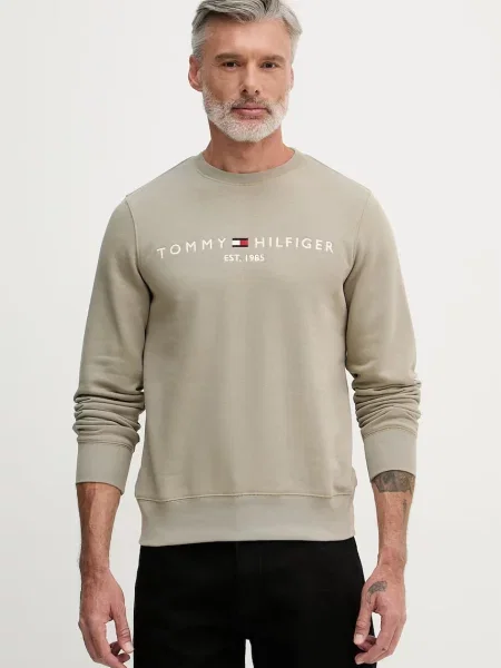 Tommy Hilfiger mikina pánska s bavlnou zelená