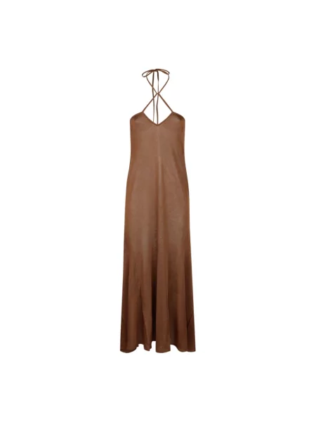 Sukienka maxi Tom Ford z dekoltem halter brązowa