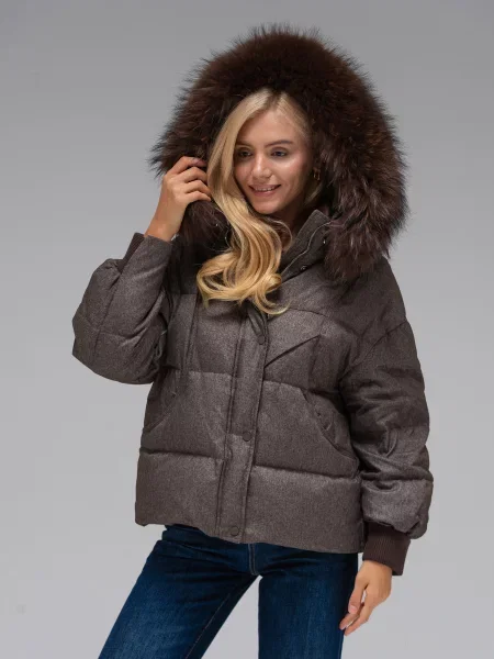 Пуховик Vo-Tarun темно-сірий/меланж сірий