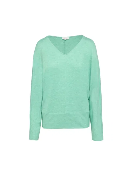 Dzianinowy sweter z dekoltem w serek S.oliver zielony