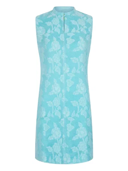 Mała sukienka mini Shanghai Tang żakardowa garniturowa niebieska