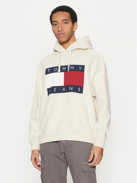 Tommy Jeans Mikina Flag béžová