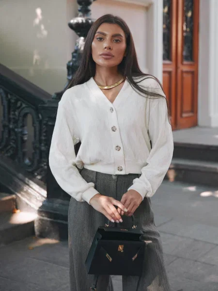 Кардиган Seventeen молочний бавовна/віскоза