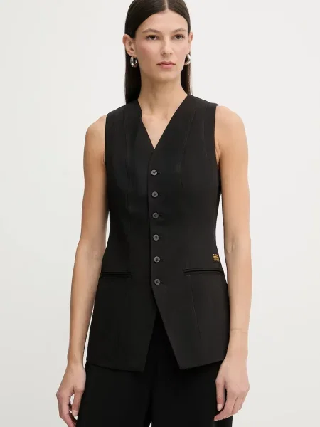 G-Star kamizelka z domieszką wełny 0 jednorzędowa czarny