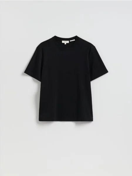 Reserved Tricou regular fit din mercerizat negru