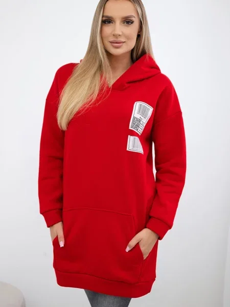 Bluza z kapturem Kesi z łatami czerwona