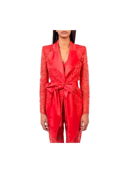 Lniana marynarka Doris S elegancka czerwona