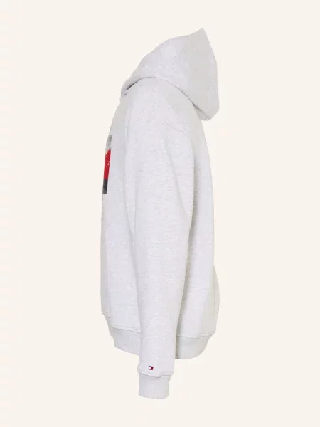 Tommy Hilfiger Mikina S Kapucí světle šedá / červená / tmavě zelená černá