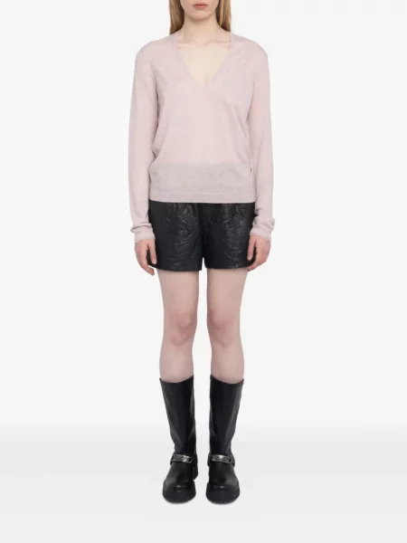 Pulover Zadig&voltaire tricotate cu decolteu în V roz