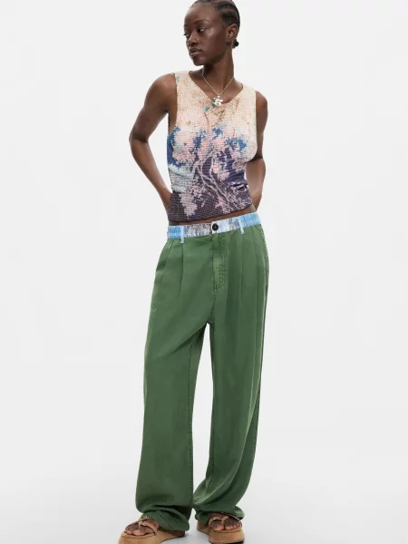 Desigual Pantaloni deschis / verde iarbă albastru