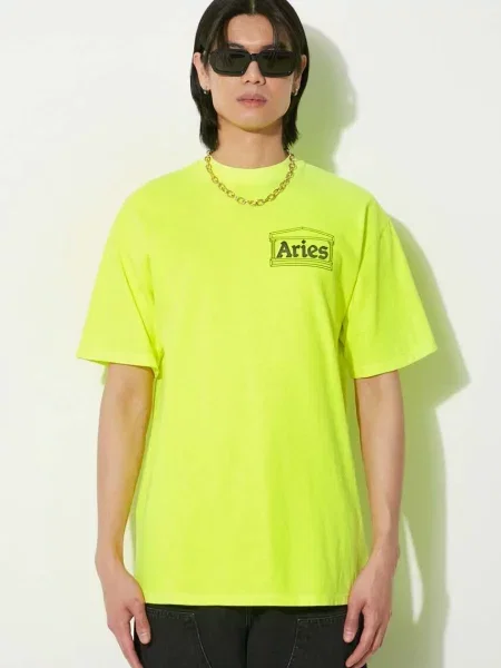 Футболка Aries Fluoro Temple SS Tee з принтом жовтий
