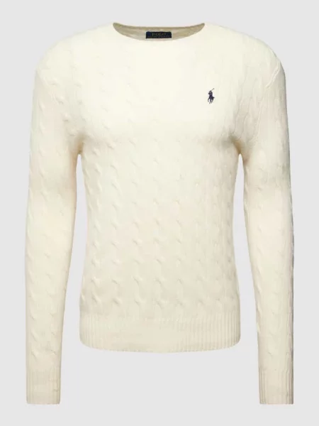 Polo Ralph Lauren Sweter z dodatkiem kaszmiru Mężczyźni Wełna beżowy|biały jednolity XXL biała