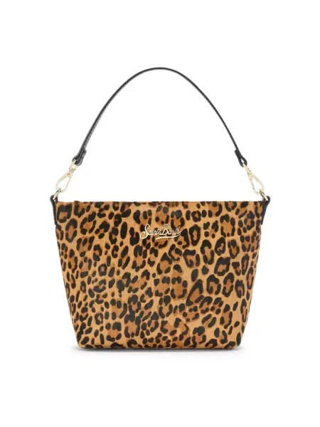 Wielobarwność torebka skórzana Mc2 Saint Barth w grochy skórzana brązowa