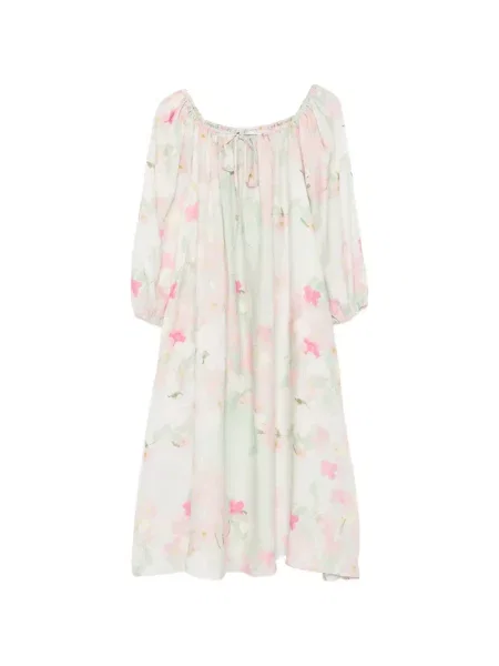 Rochie midi Bernadette cu model floral cu imagine verde