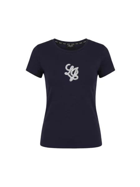 Liu Jo Koszulki Kobieta S T-shirt z ozdobnym logo niebieski