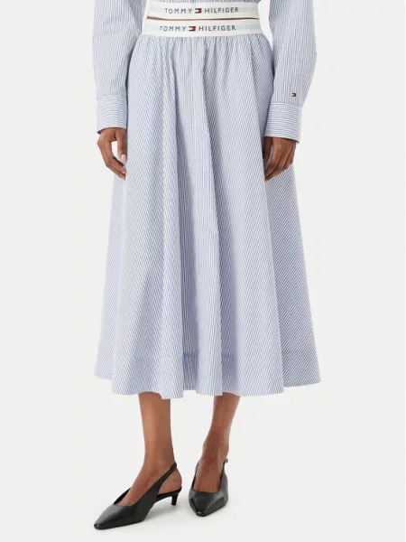 Tommy Hilfiger Midi krilo A-Line Fit modra