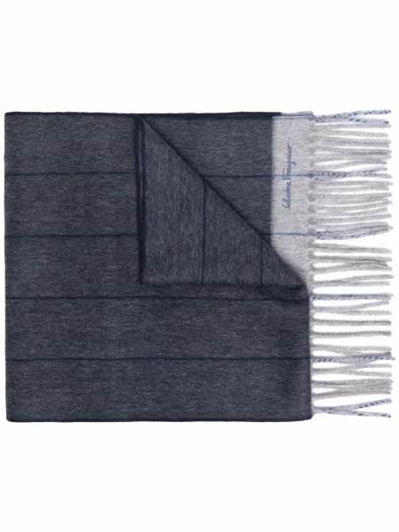 Fular Ferragamo cu broderie albastru