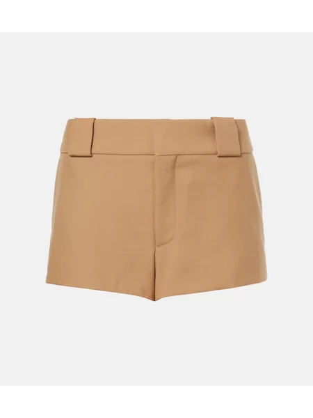 Pantaloni scurți Chloé de lână maro