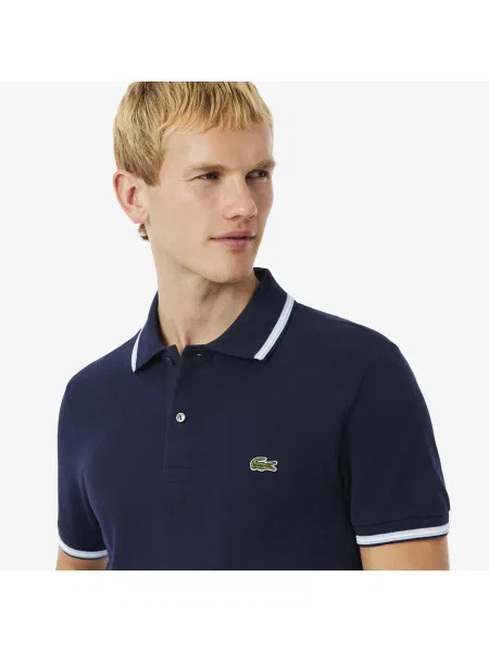 Lacoste Koszulka Polo O Regularnym Kroju Z Ozdobnym Wykończeniem granatowy