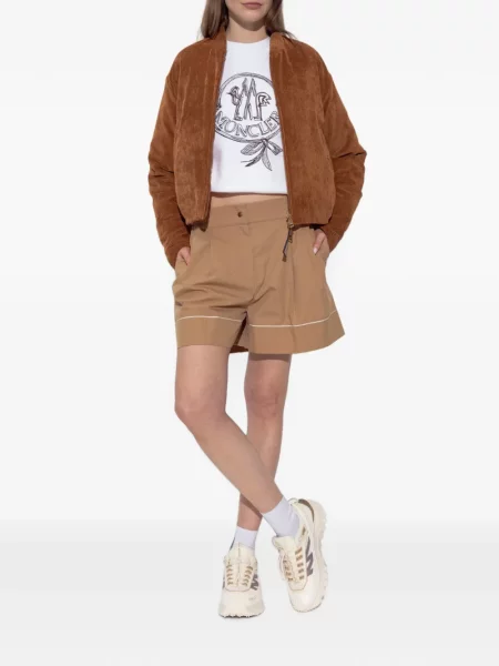 Lung hanorac Moncler cu broderie alb