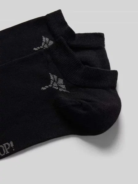 Skarpety JOOP! Collection;Mieszanka bawełny z dodatkiem streczu;Dopasowany krój;Model ‘Cornflower’;Nadruk z logo;Prążkowany ściągacz czarne