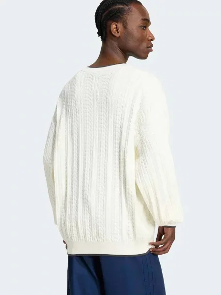 Adidas Originals pulover za muškarce s pamukom Cable Knit bijela