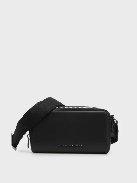 Кожаная сумка Tommy Hilfiger в деловом стиле черная