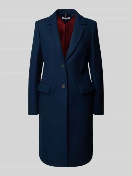 Tommy Hilfiger Wełniany płaszcz z zawartością kaszmiru Kobiety Wełna jednolity 34 niebieski