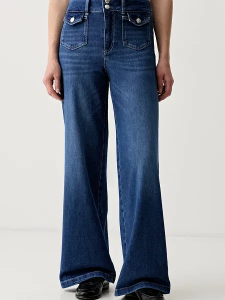 Mos Mosh blugi wide leg pentru femei Colette albastru