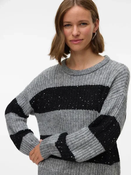 VERO MODA Pulover VMSparkle gri amestecat negru