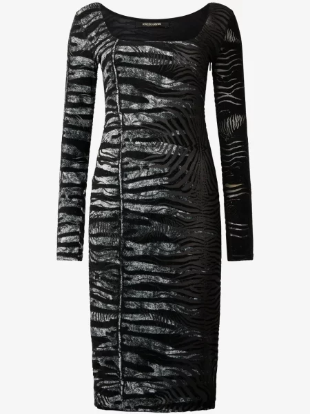 Rochie mini Roberto Cavalli cu imagine cu model zebră de costum negru